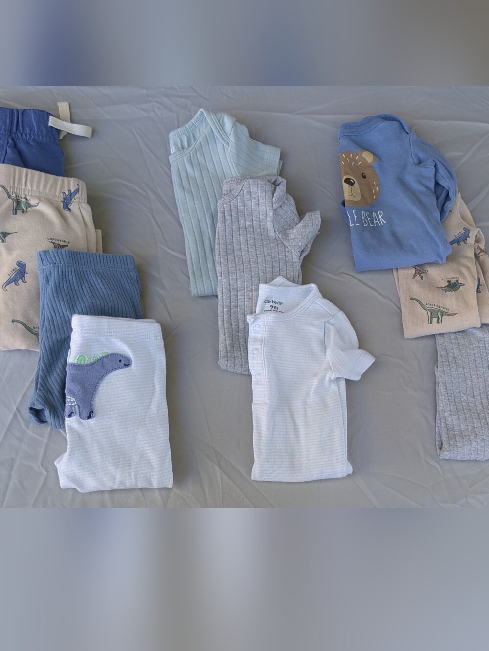 6-9 Month / 9 Month Baby Boys Onesies, Pants, And Button Up Hoodie